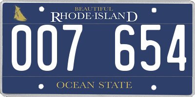 RI license plate 007654