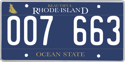 RI license plate 007663