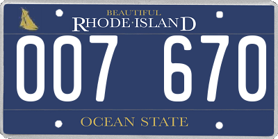 RI license plate 007670