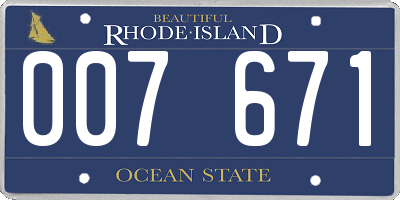 RI license plate 007671