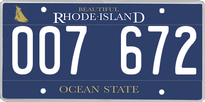 RI license plate 007672