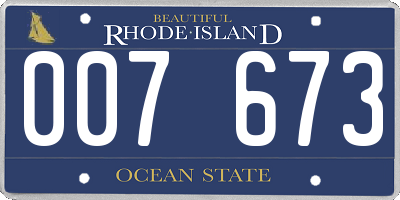 RI license plate 007673