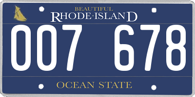 RI license plate 007678