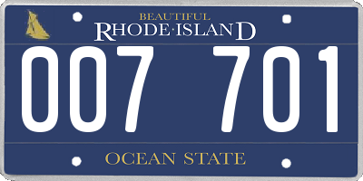 RI license plate 007701