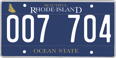 RI license plate 007704