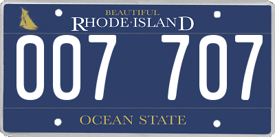 RI license plate 007707