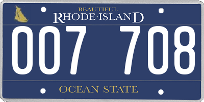 RI license plate 007708