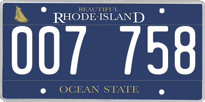 RI license plate 007758