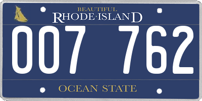 RI license plate 007762