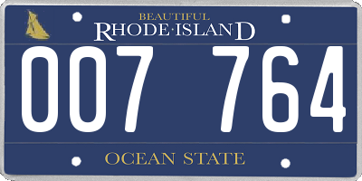 RI license plate 007764