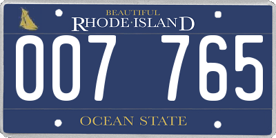 RI license plate 007765