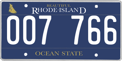 RI license plate 007766