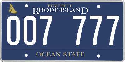 RI license plate 007777