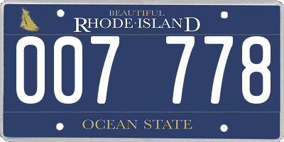 RI license plate 007778