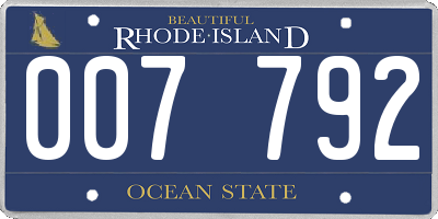 RI license plate 007792