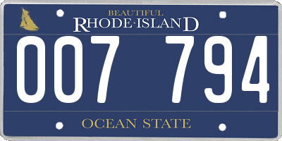 RI license plate 007794