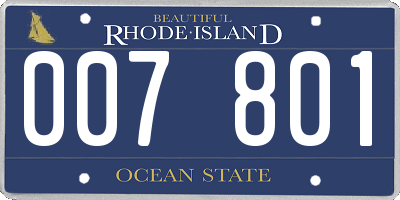 RI license plate 007801