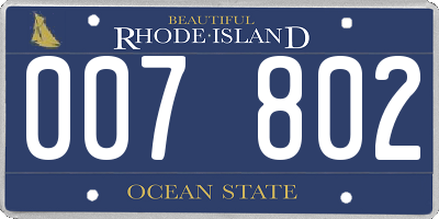 RI license plate 007802