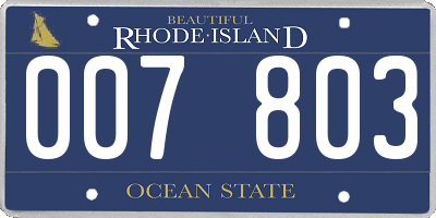 RI license plate 007803