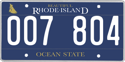 RI license plate 007804
