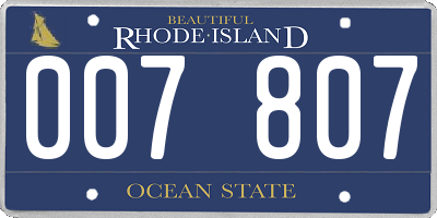 RI license plate 007807