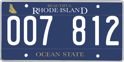 RI license plate 007812
