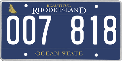 RI license plate 007818