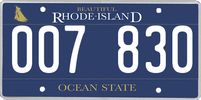 RI license plate 007830