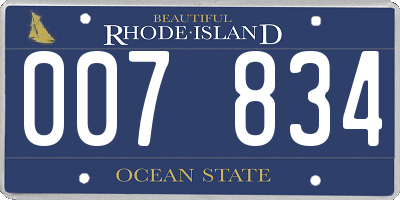 RI license plate 007834