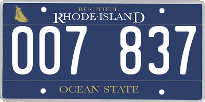 RI license plate 007837