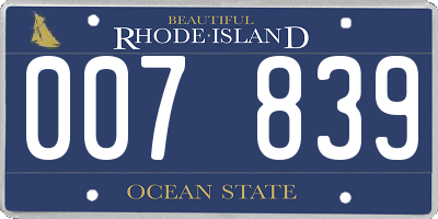RI license plate 007839