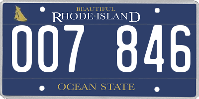 RI license plate 007846