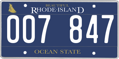 RI license plate 007847