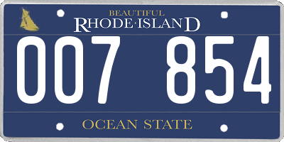 RI license plate 007854
