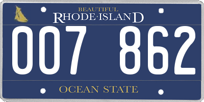 RI license plate 007862