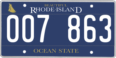 RI license plate 007863