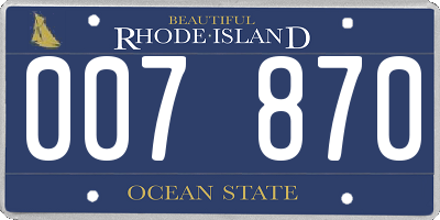 RI license plate 007870