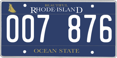 RI license plate 007876