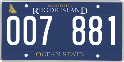 RI license plate 007881