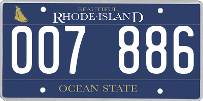 RI license plate 007886