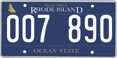 RI license plate 007890