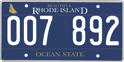 RI license plate 007892