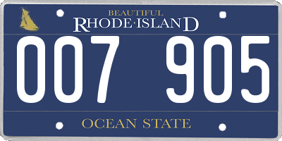RI license plate 007905
