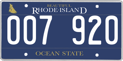 RI license plate 007920