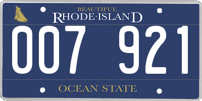 RI license plate 007921