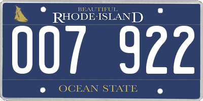 RI license plate 007922