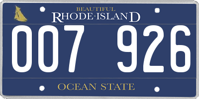 RI license plate 007926