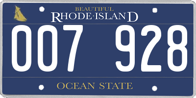 RI license plate 007928