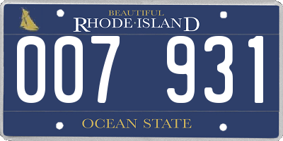 RI license plate 007931