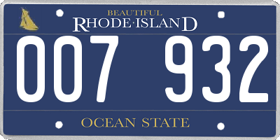 RI license plate 007932